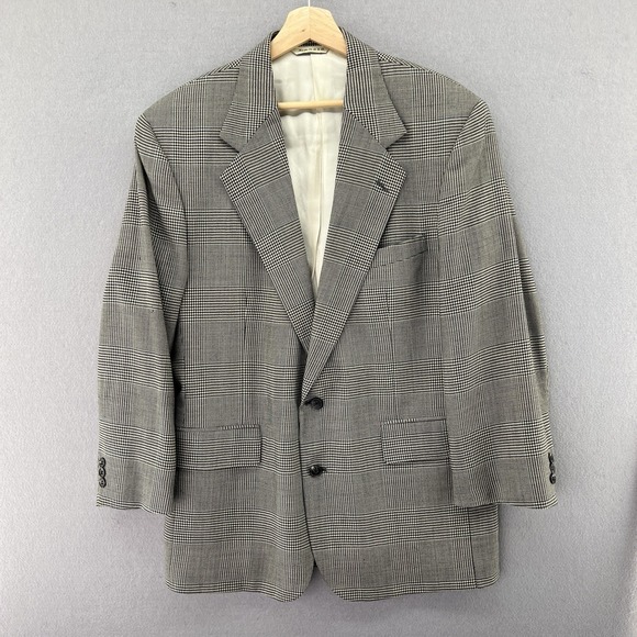 Vintage Eddie Bauer AKA Mens Houndstooth Wool Blazer Union Made USA Size 42 - Picture 1 of 16